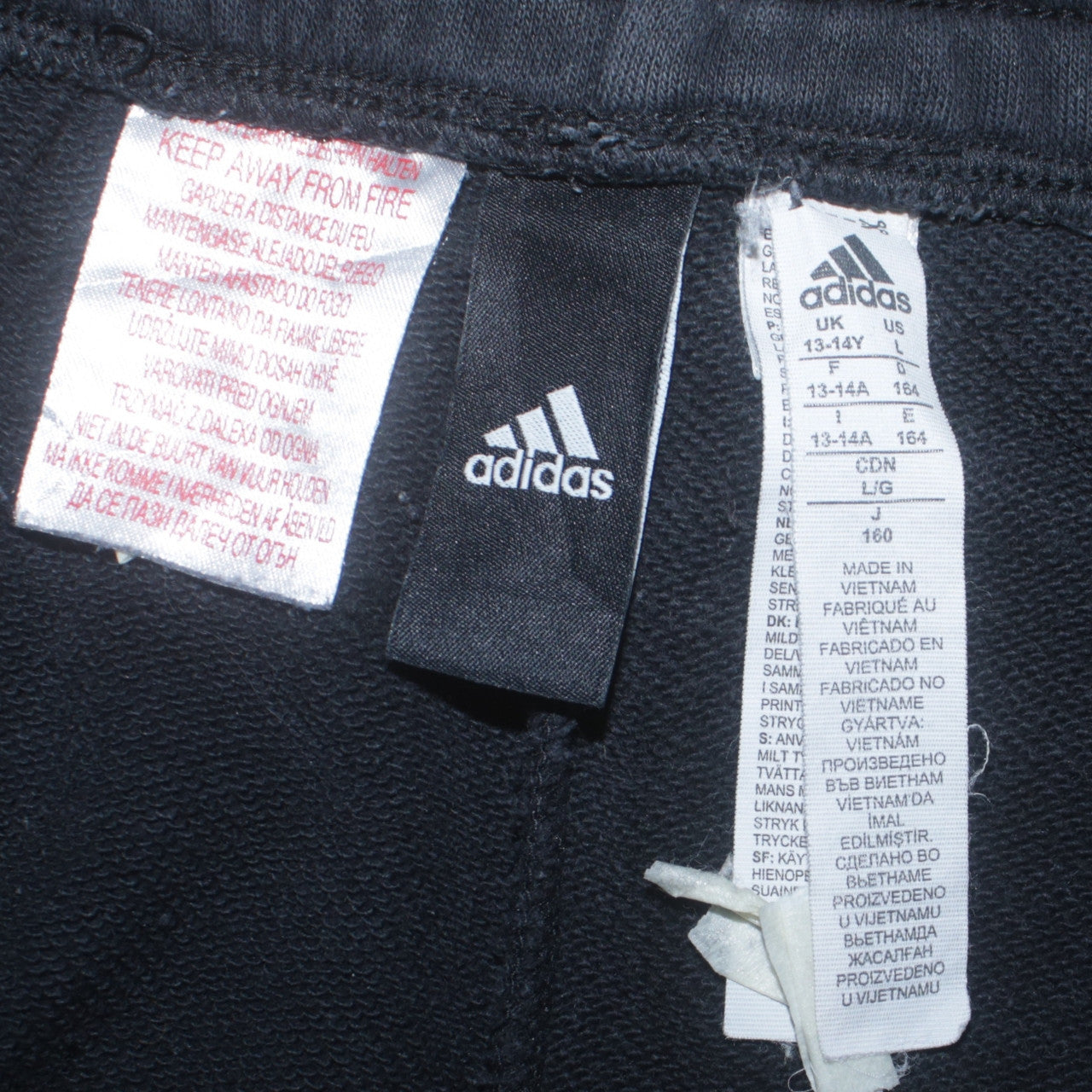 Adidas Boys Black 13-14 Years Jogger Sweatpants with Pockets