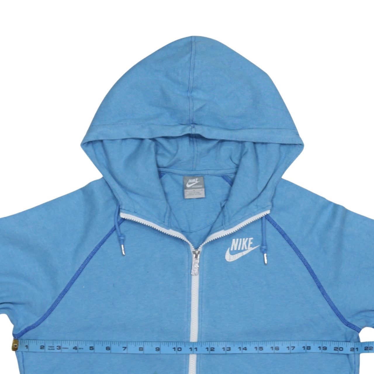 Nike Womens Blue Full Zip Hoodie Sweatshirt Size M Cotton Sportswear