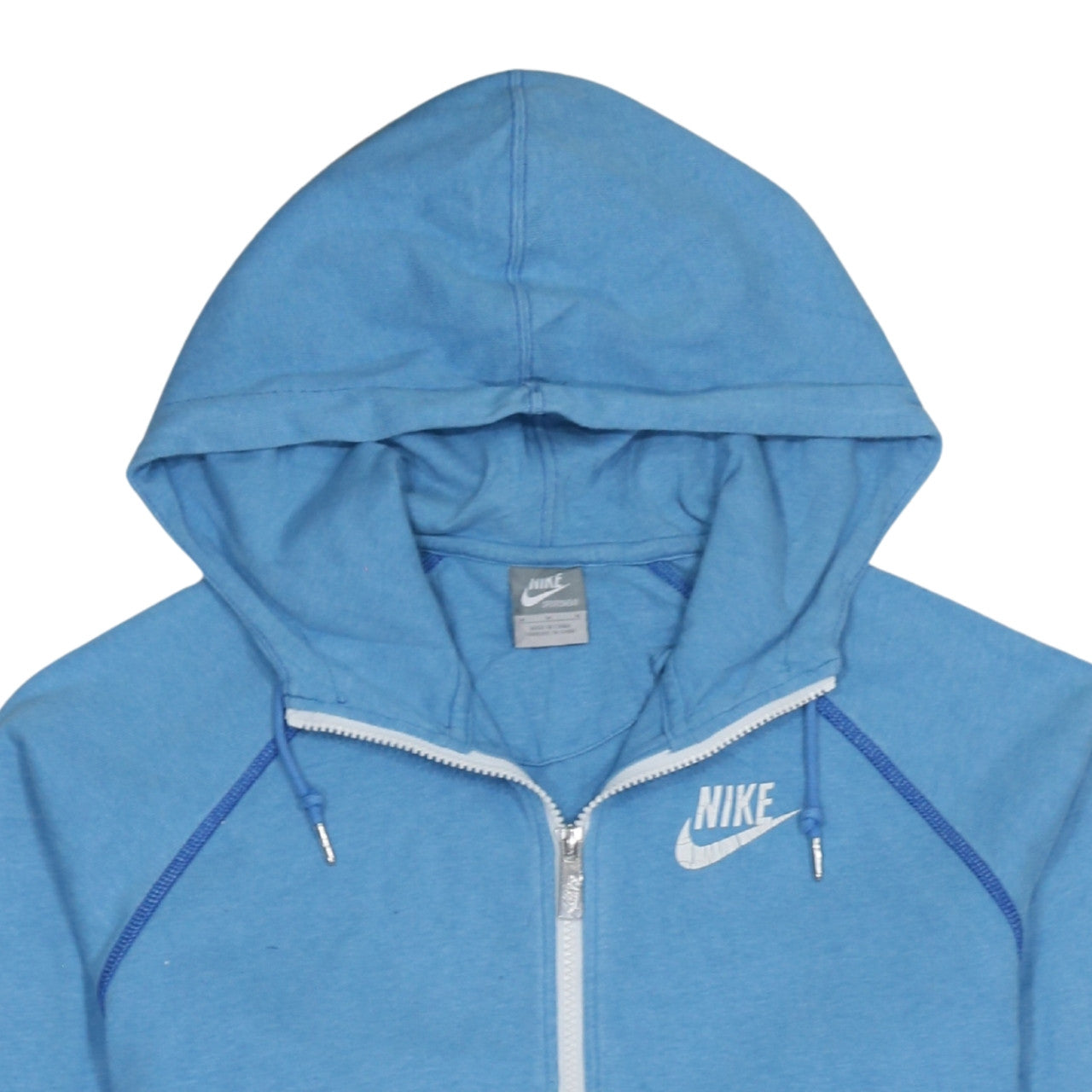 Nike Womens Blue Full Zip Hoodie Sweatshirt Size M Cotton Sportswear