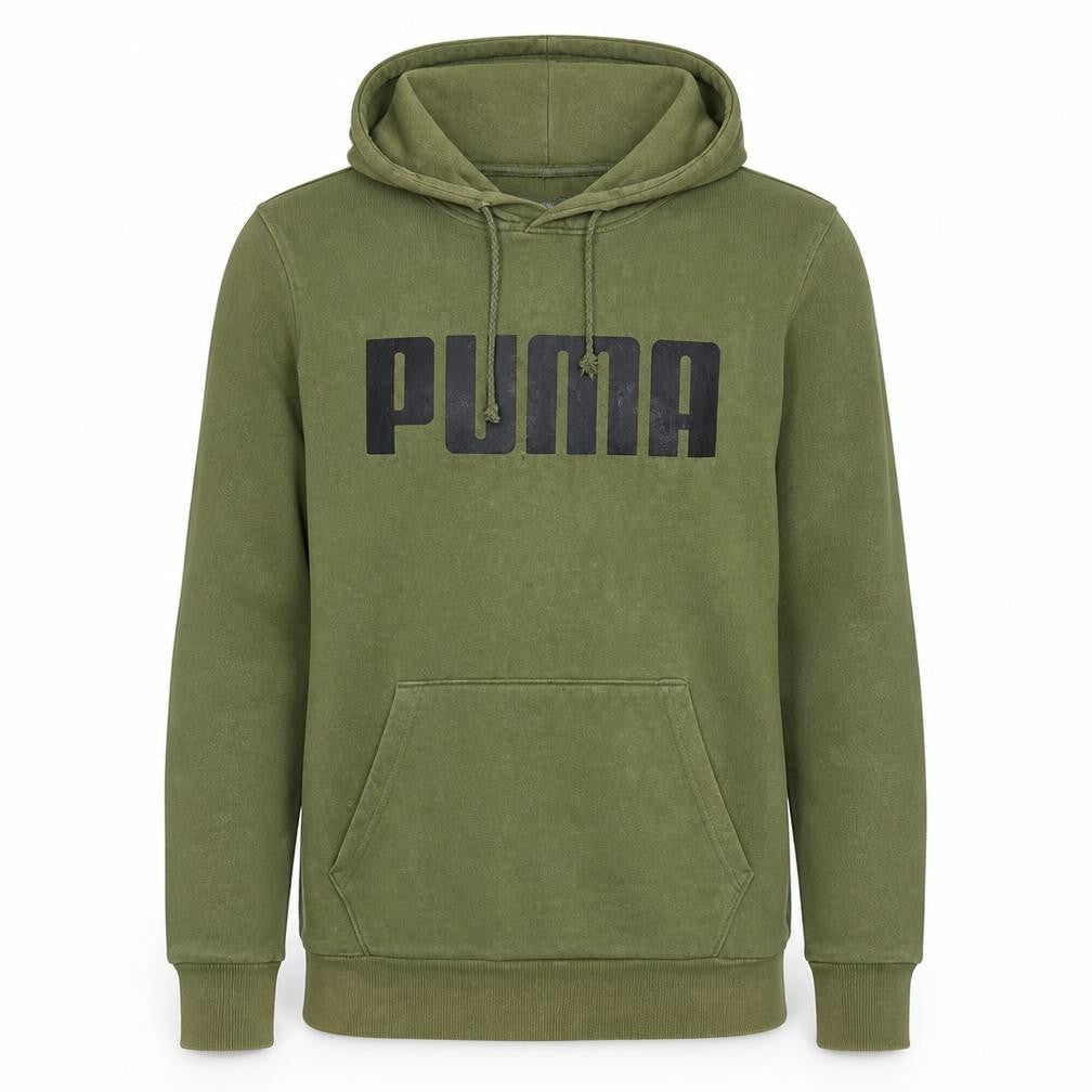 Puma Men's Green Pullover Hoodie S Logo Fleece Sweatshirt