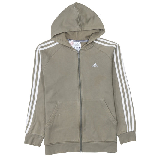 adidas Teens Brown Full Zip Hoodie 164 Regular Fit Fleece Sportswear