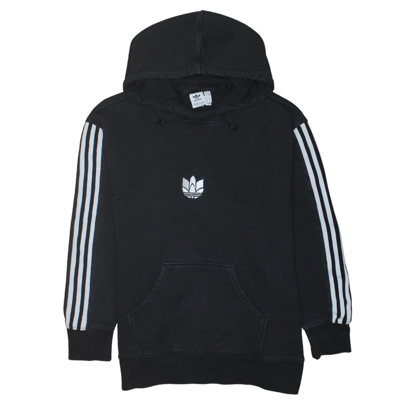 Adidas Womens Black Size 10 Pullover Hoodie with Stripes and Logo