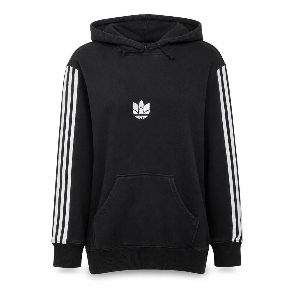 Adidas Womens Black Size 10 Pullover Hoodie with Stripes and Logo