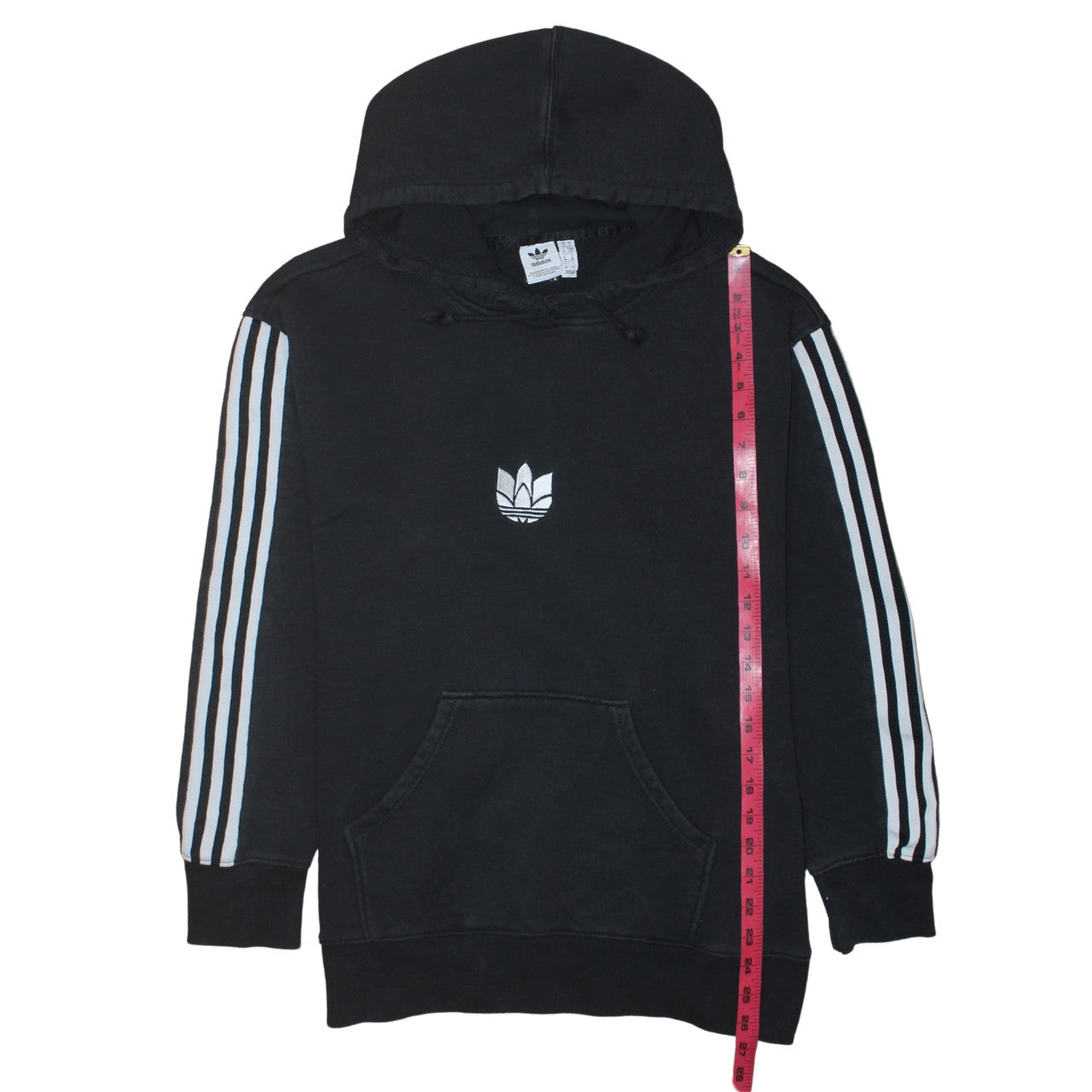 Adidas Womens Black Size 10 Pullover Hoodie with Stripes and Logo