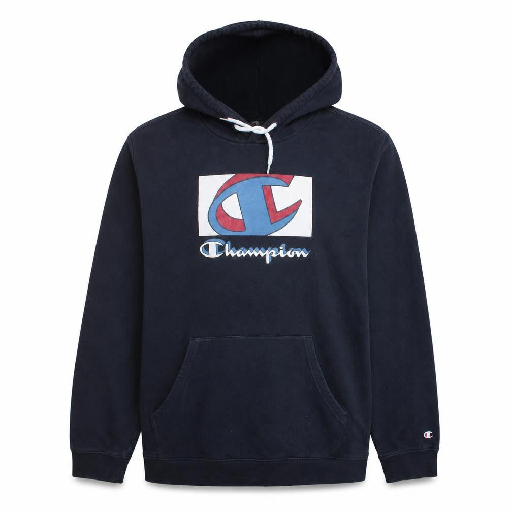 Champion Men's Blue 2XL Pullover Hoodie with Logo Design