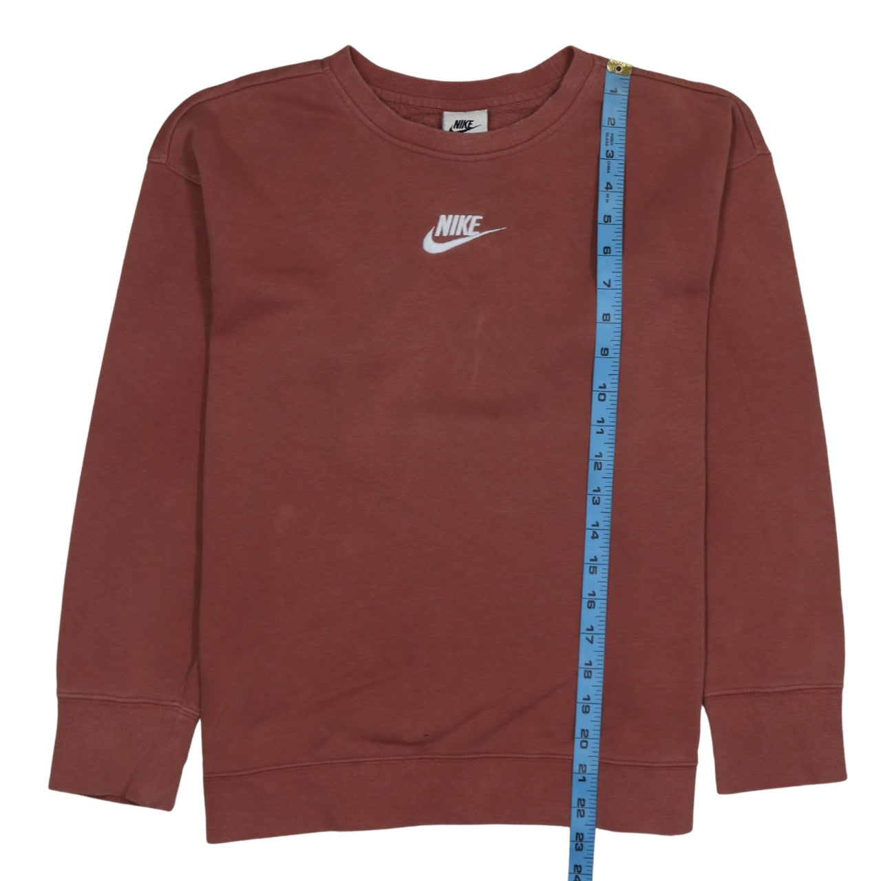 Nike Girls Brown Fleece Pullover Sweatshirt 10 Years Crew Neck Logo