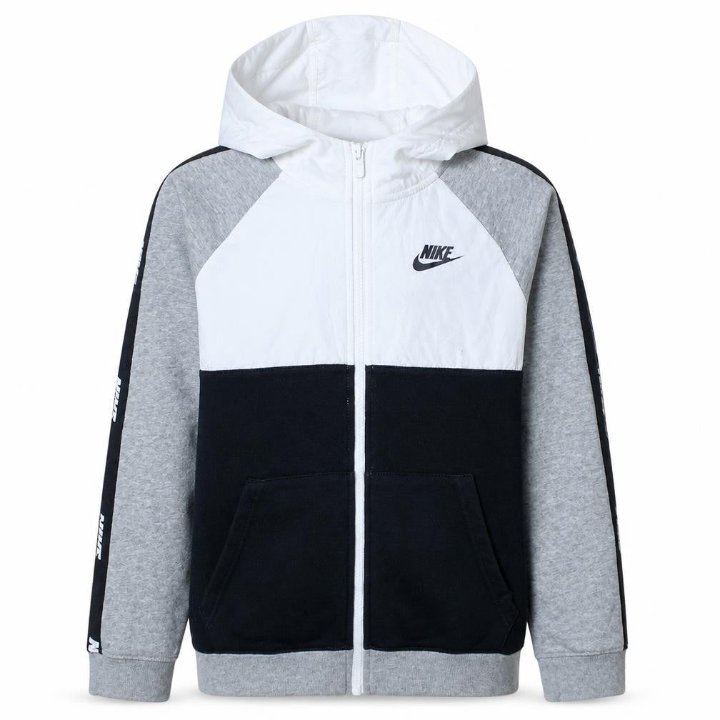 Nike Boys Black Grey White Full Zip Colourblock Hoodie Size 13-14 Years