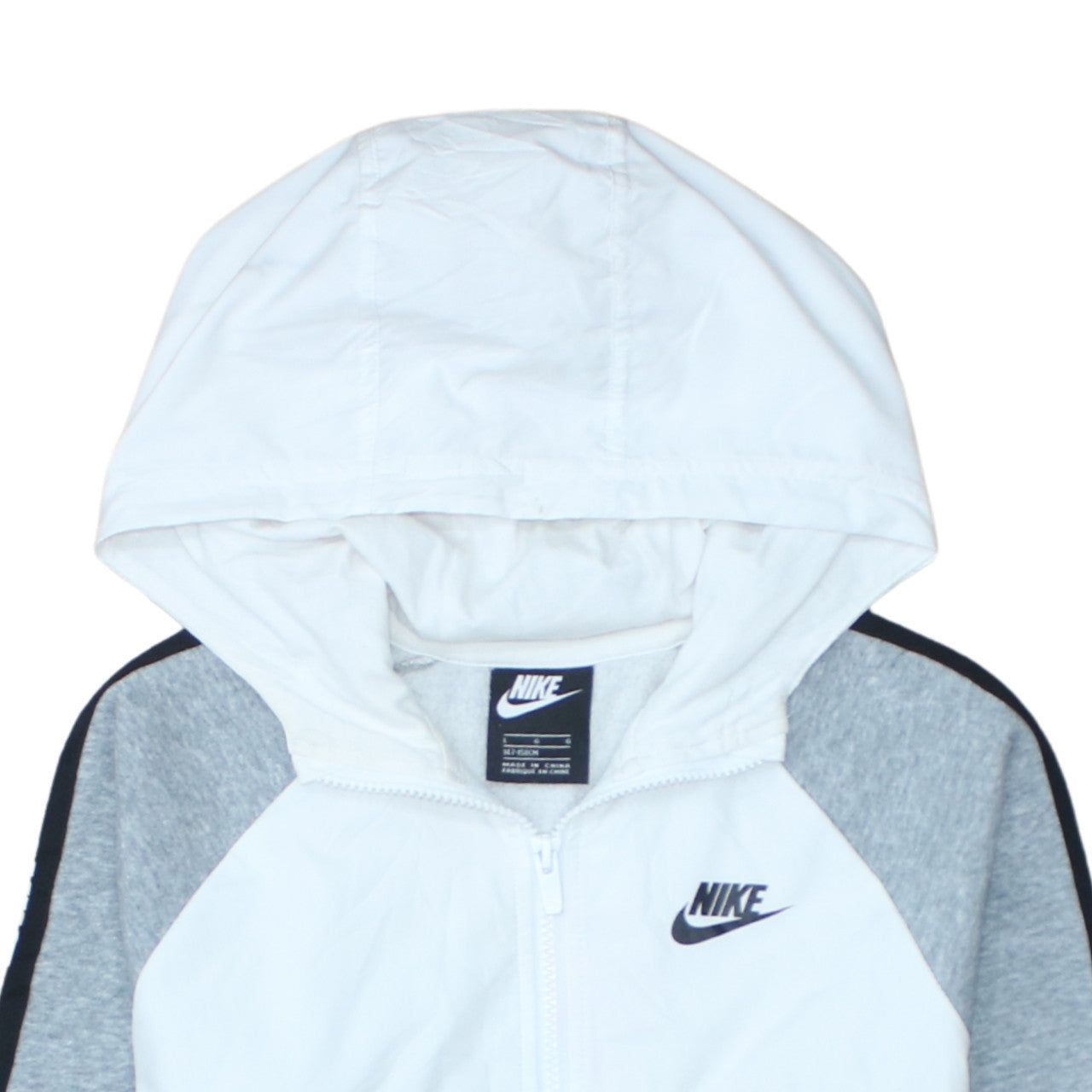 Nike Boys Black Grey White Full Zip Colourblock Hoodie Size 13-14 Years