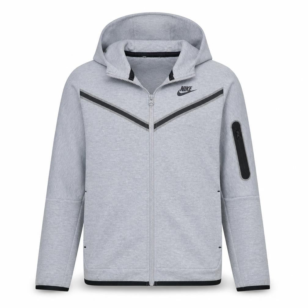 Front view of Nike boys’ grey full zip hoodie xl 158-170cm sportswear sweatshirt