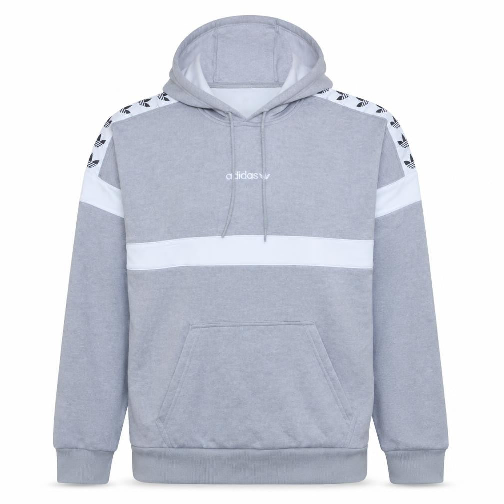 adidas Mens Grey Pullover Hoodie Medium Logo Fleece Sportswear