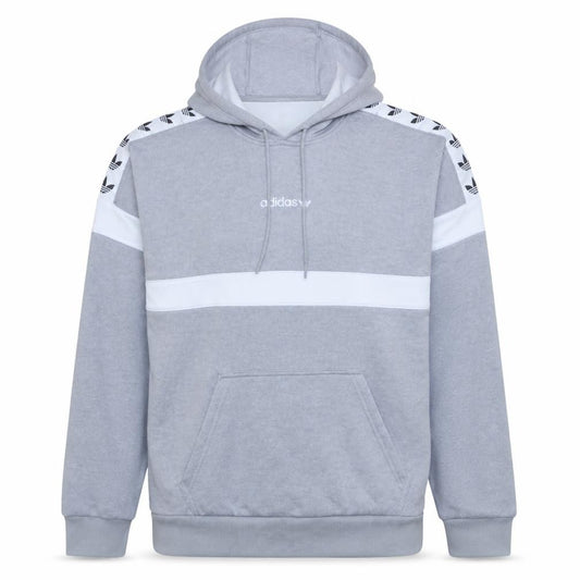 adidas Mens Grey Pullover Hoodie Medium Logo Fleece Sportswear