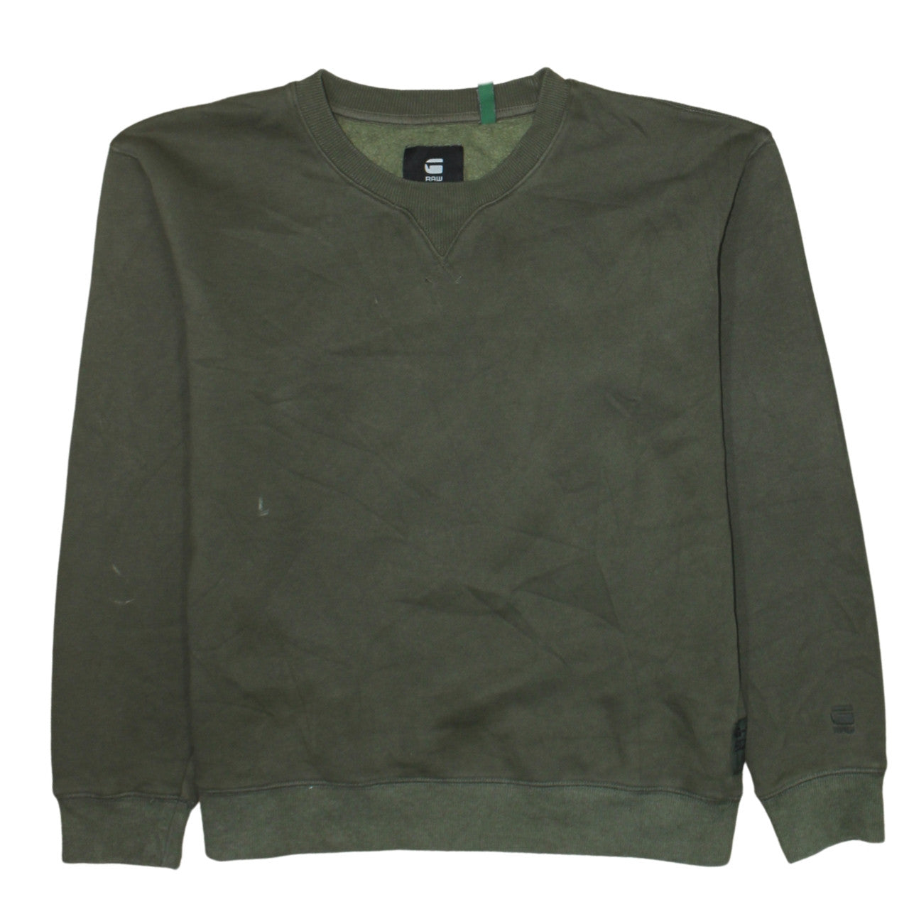 G-Star RAW Men's Green Crew Neck Pullover Sweatshirt L