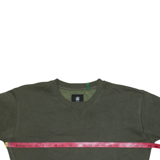 G-Star RAW Men's Green Crew Neck Pullover Sweatshirt L
