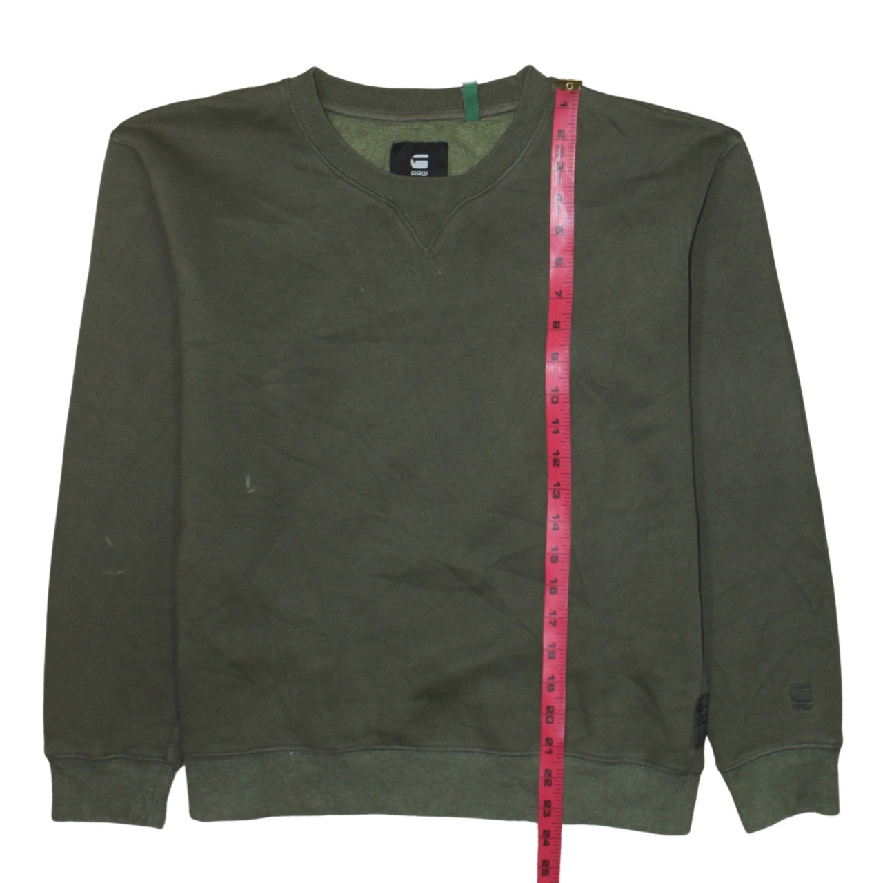 G-Star RAW Men's Green Crew Neck Pullover Sweatshirt L