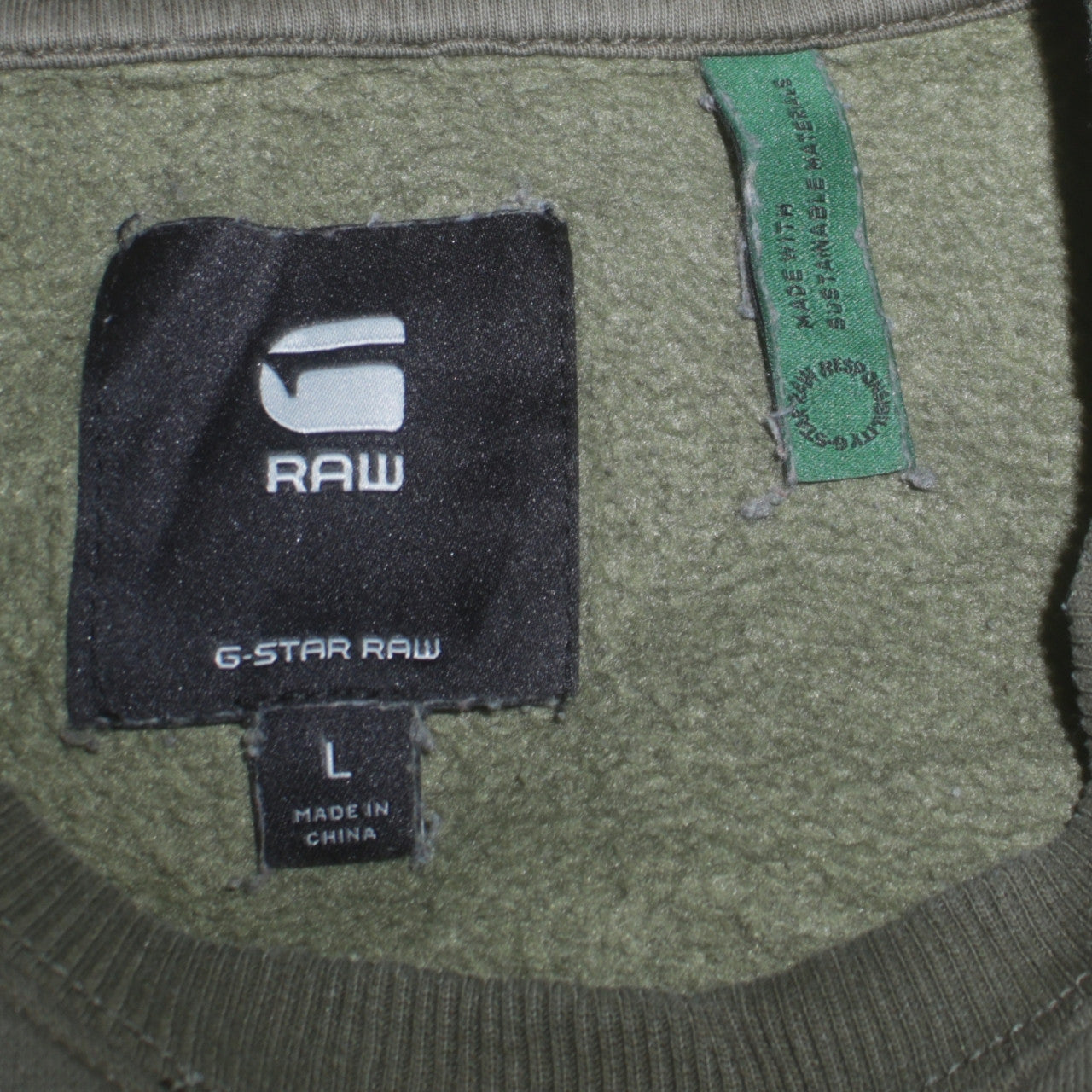 G-Star RAW Men's Green Crew Neck Pullover Sweatshirt L