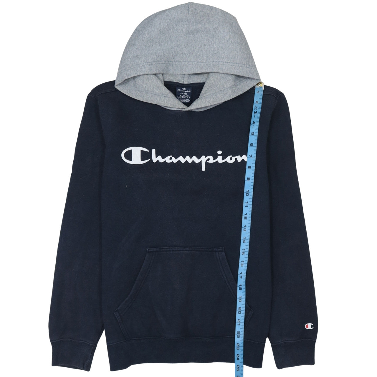 Champion Men’s Blue Pullover Hoodie Small Regular Fit Logo Fleece