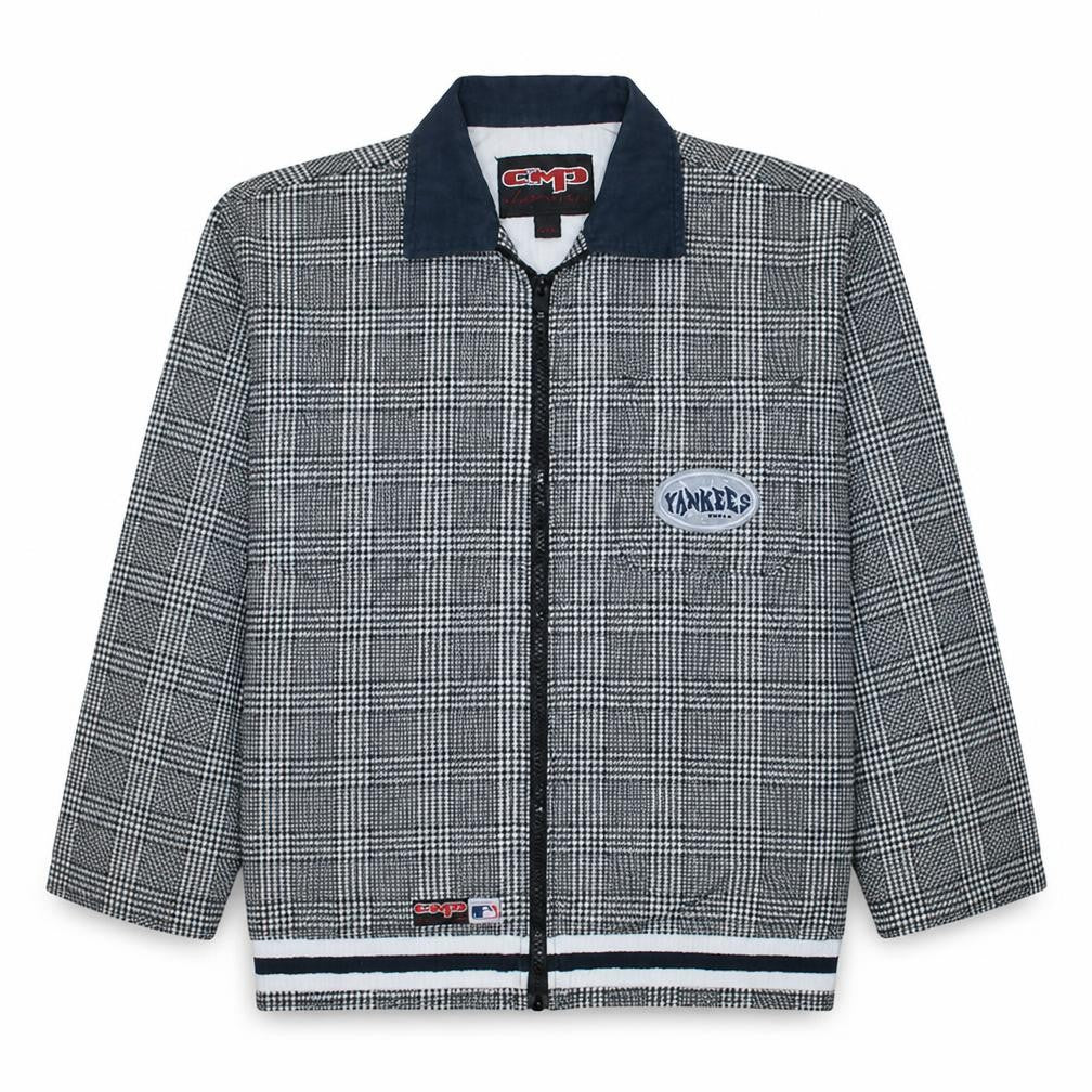 CMP Team Sport Men's Black Check Bomber Jacket L Cotton Yankees Style