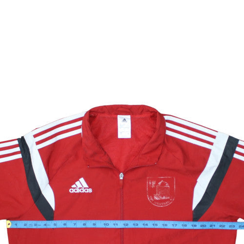Adidas Men’s Red Track Jacket L Full Zip Lightweight Football Top