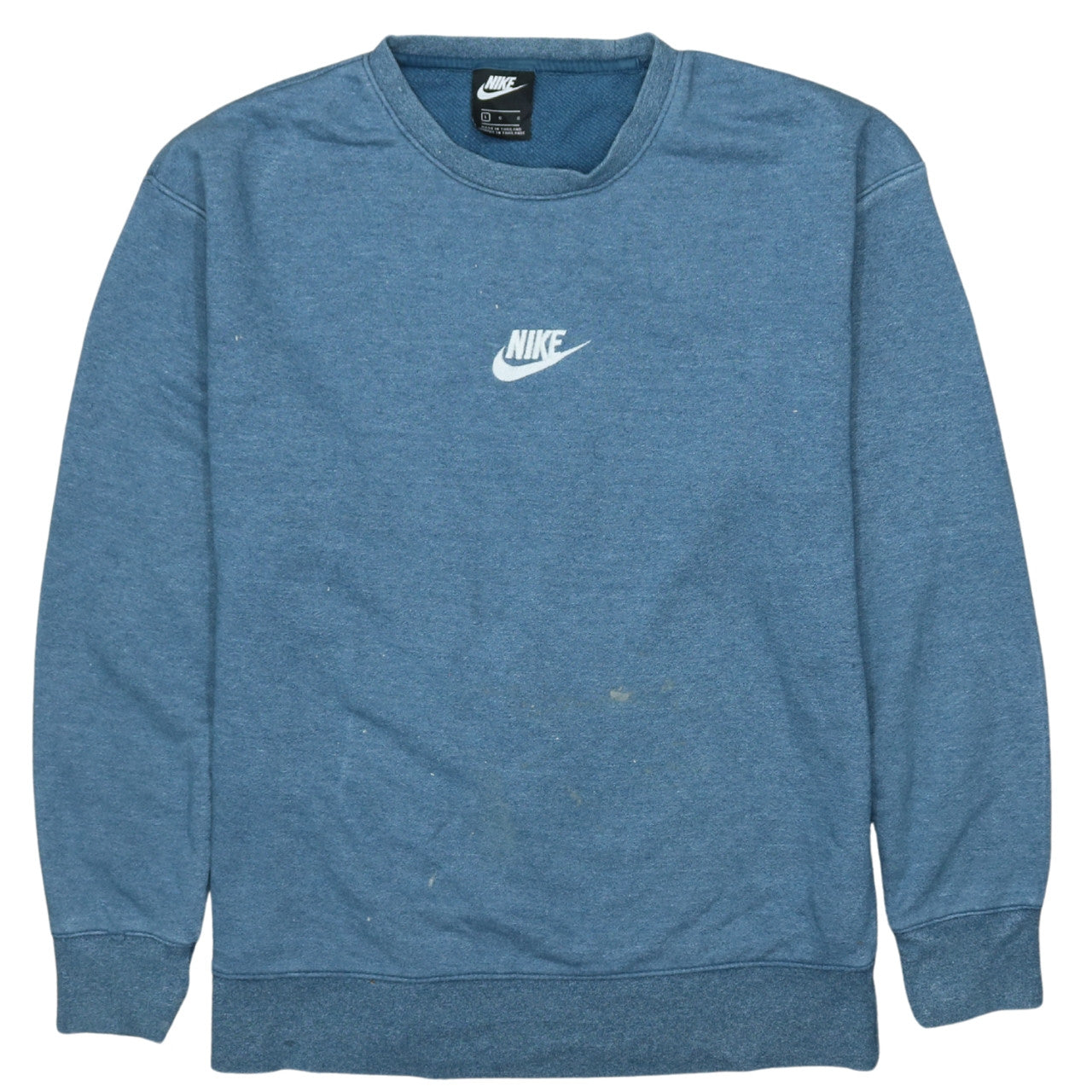 Nike Men's Blue Crew Neck Pullover Sweatshirt L Logo Print
