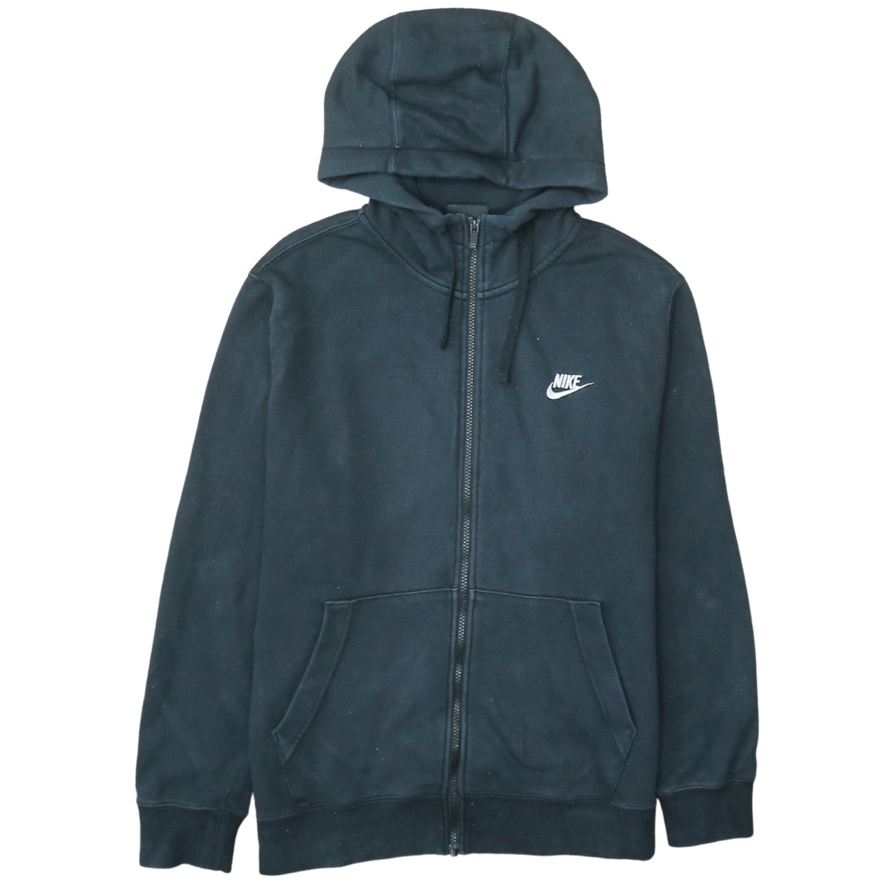 Nike Men's Black Full Zip Hoodie L Regular Cotton Blend