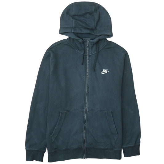 Nike Men's Black Full Zip Hoodie L Regular Cotton Blend