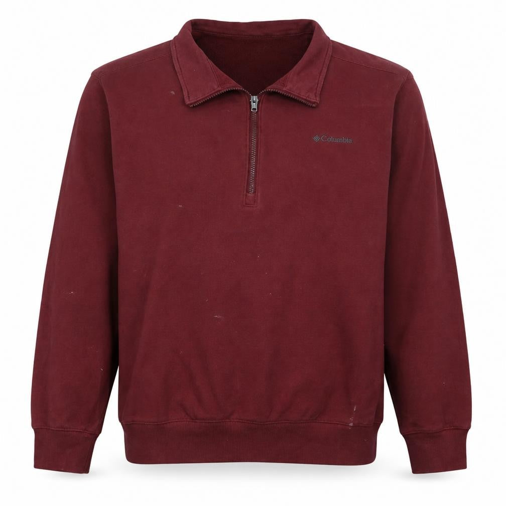 Columbia Mens Red 1/2 Zip Fleece Sweatshirt Size L Outdoor Pullover