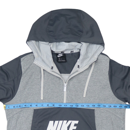 Nike Mens Grey 1/2 Zip Hooded Sweatshirt L Regular Fit Logo Fleece