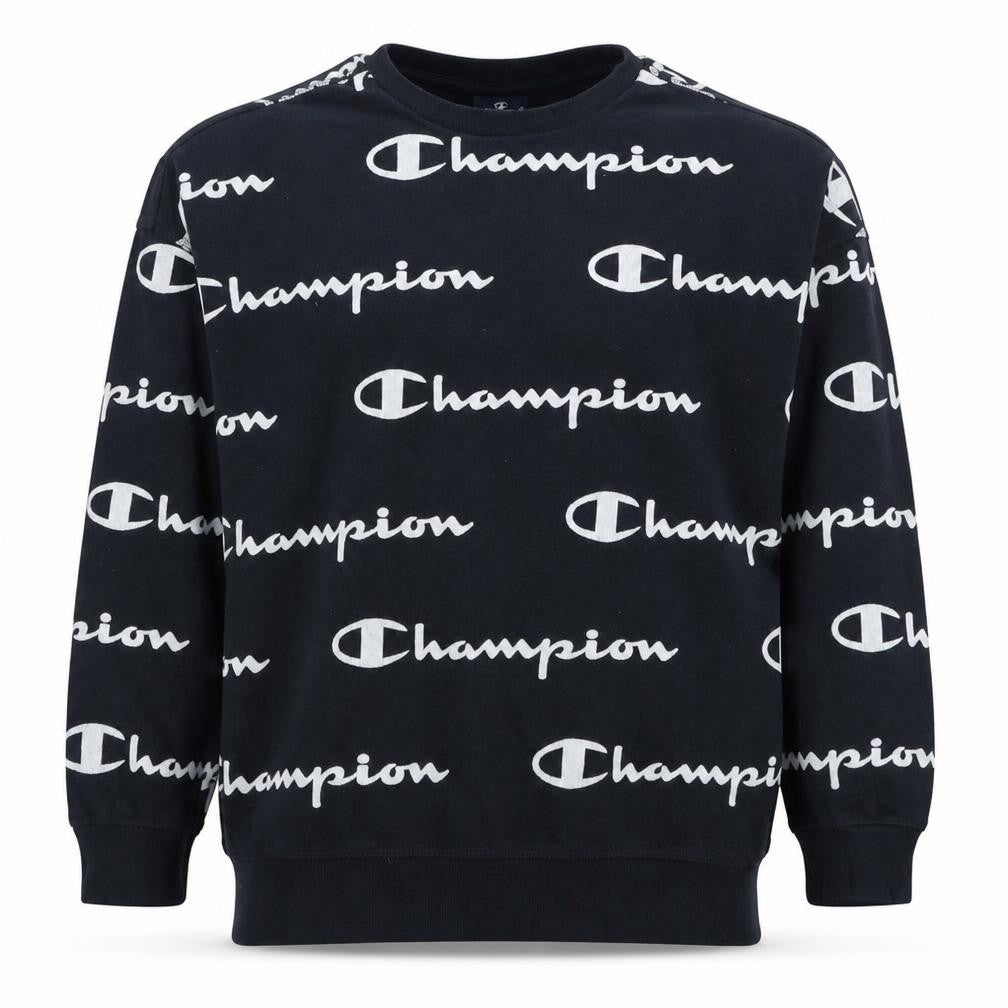 Champion Boys Black Logo Pullover Sweatshirt 13-14 Years Crew Neck