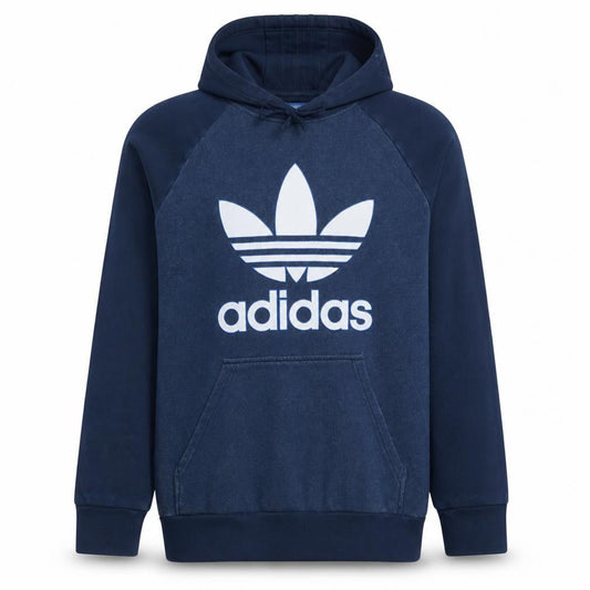 Adidas Men’s Blue Pullover Hoodie Size M Fleece Logo Sweatshirt