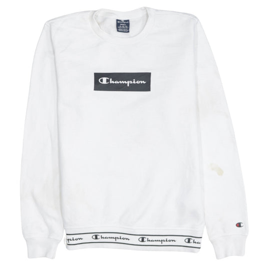 Champion Men's White Small Logo Pullover Sweatshirt