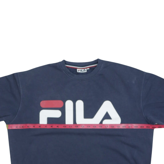Fila Men's Blue Logo Pullover Sweatshirt Size L Regular Fit
