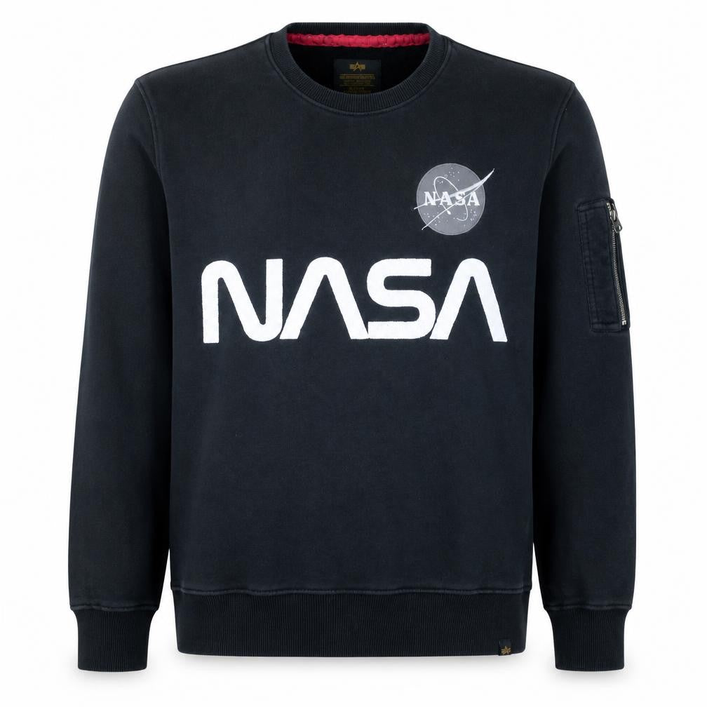 Alpha Industries Men’s Black NASA Logo Pullover Sweatshirt L