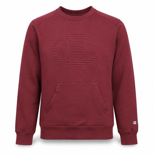 Champion Men’s Red Pullover Sweatshirt Size L Logo Embroidered Fleece