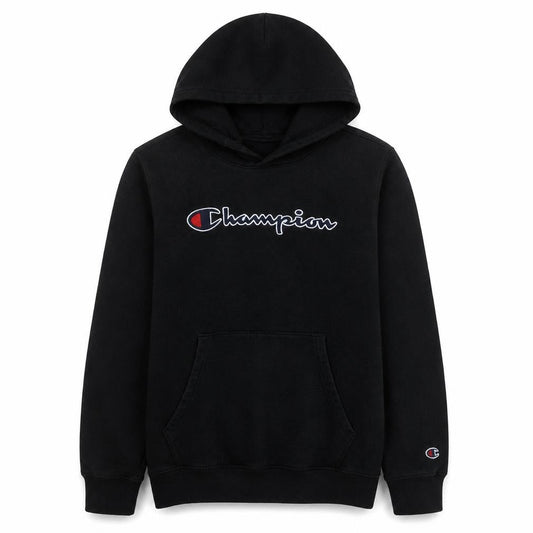 Champion Boys Black Pullover Hoodie XL 15-16 Years Classic Logo Cotton Blend