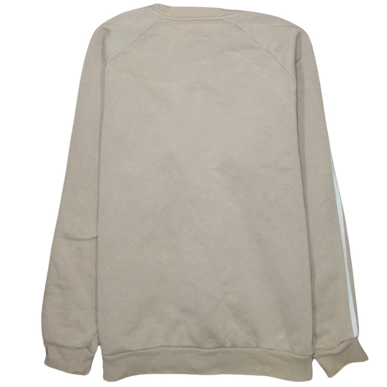 Adidas Women Beige Crew Neck Pullover Sweatshirt L Logo Cotton