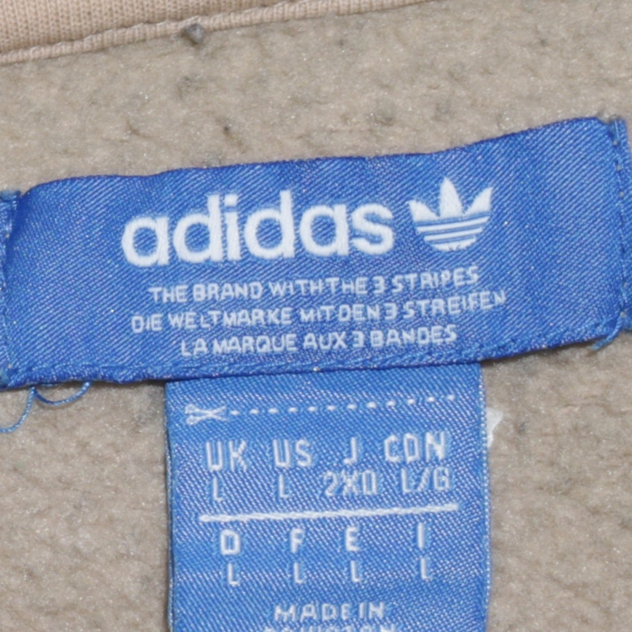 Adidas Women Beige Crew Neck Pullover Sweatshirt L Logo Cotton