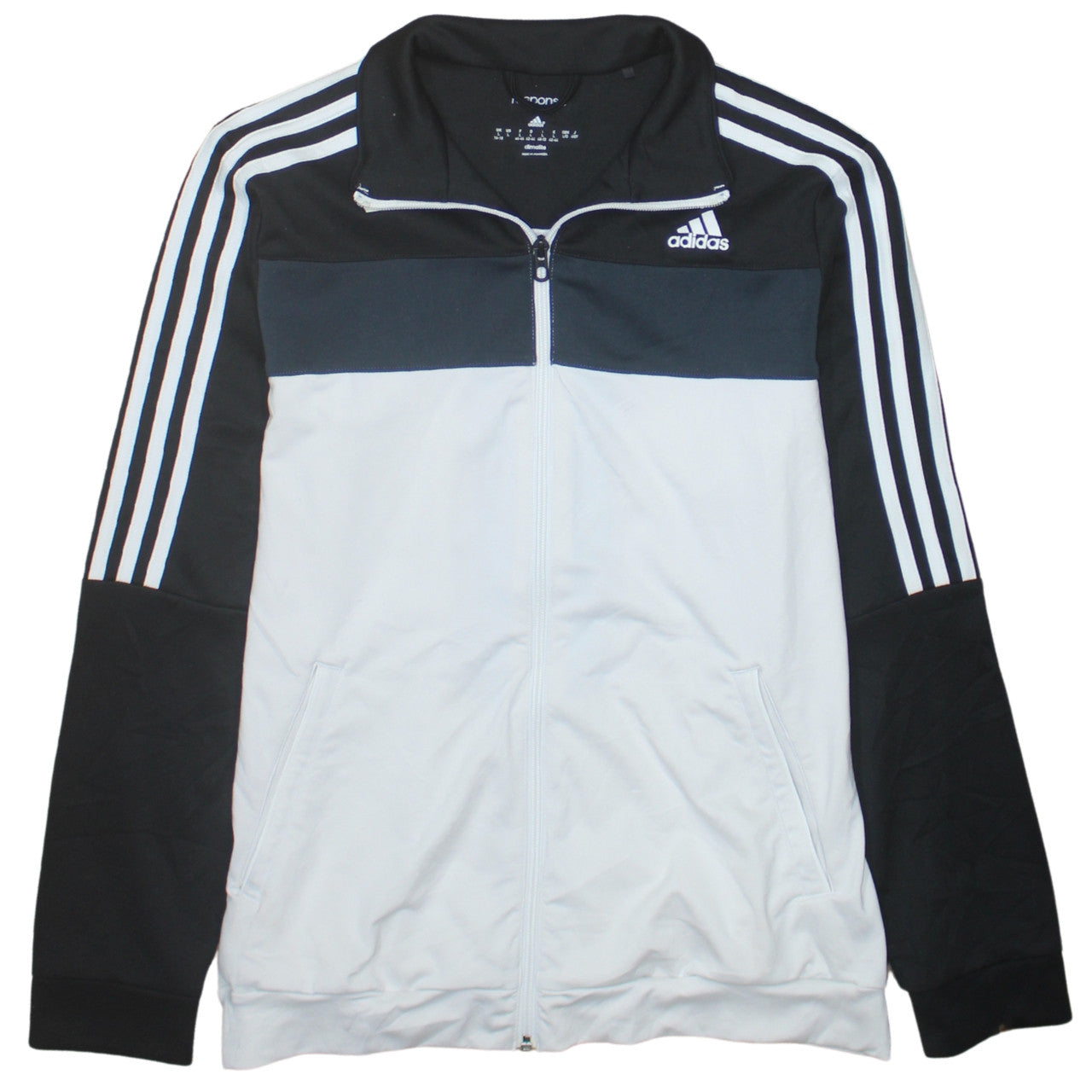 Adidas Womens Black White Full Zip Sweatshirt L Climalite Track Top