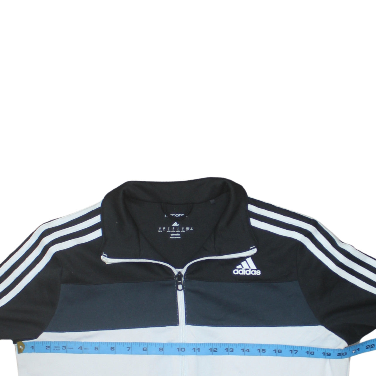 Adidas Womens Black White Full Zip Sweatshirt L Climalite Track Top
