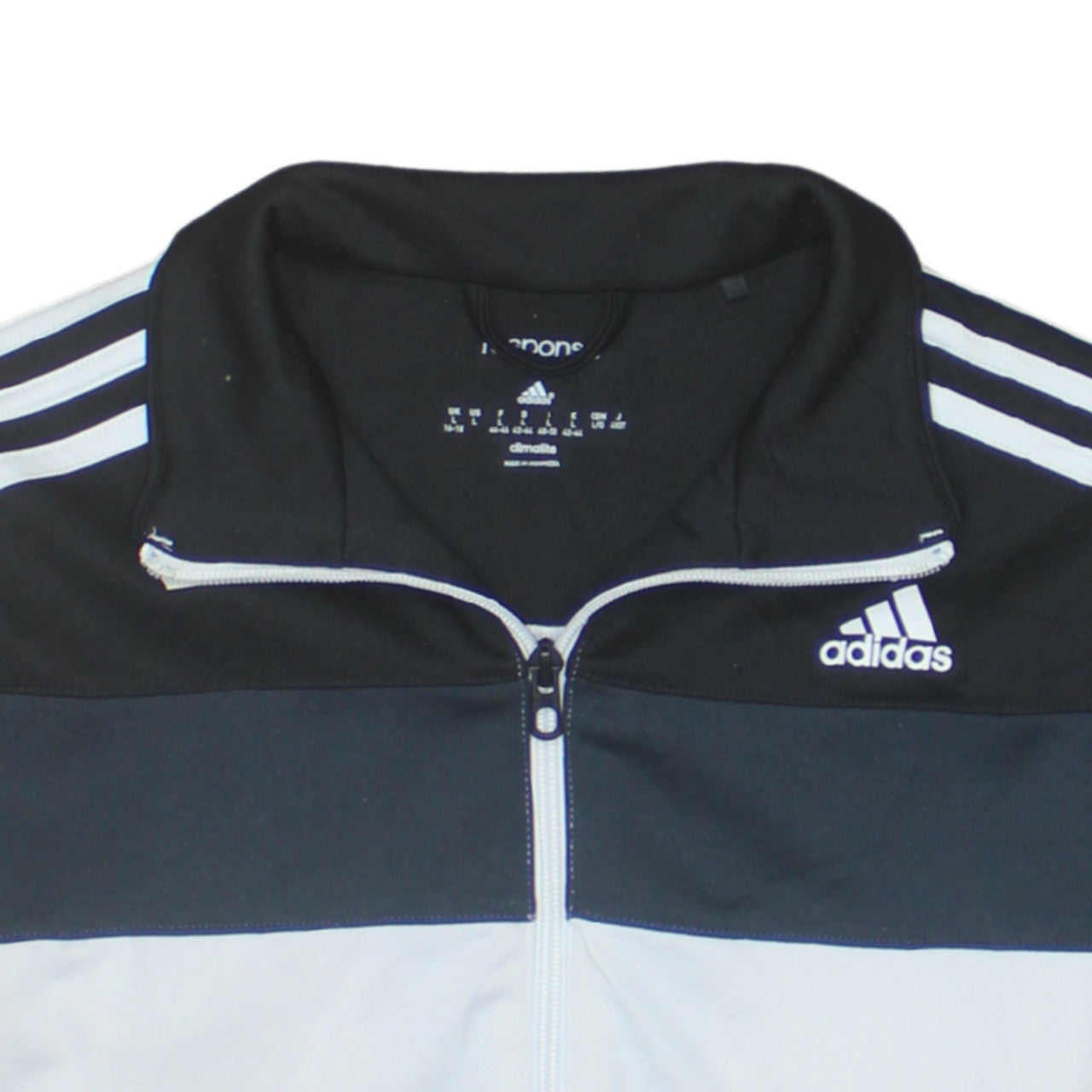 Adidas Womens Black White Full Zip Sweatshirt L Climalite Track Top