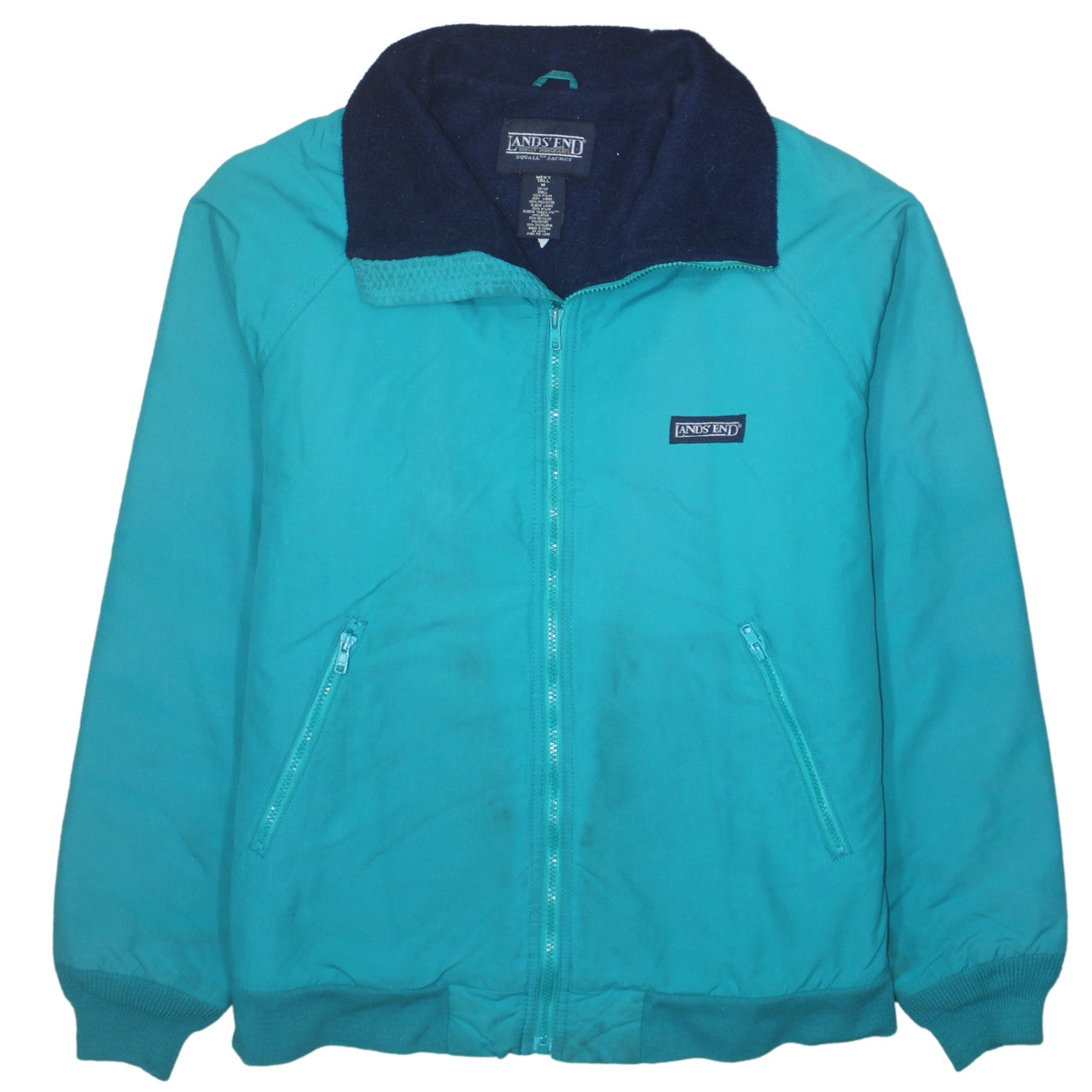 Lands' End Men's Blue Windbreaker Jacket M Tall Outdoor Nylon Lined