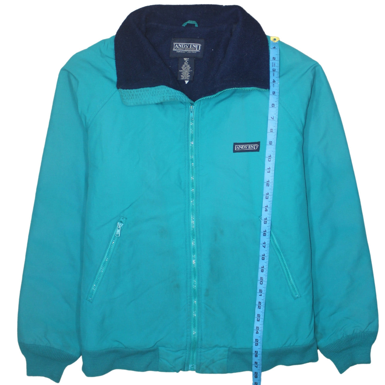 Lands' End Men's Blue Windbreaker Jacket M Tall Outdoor Nylon Lined