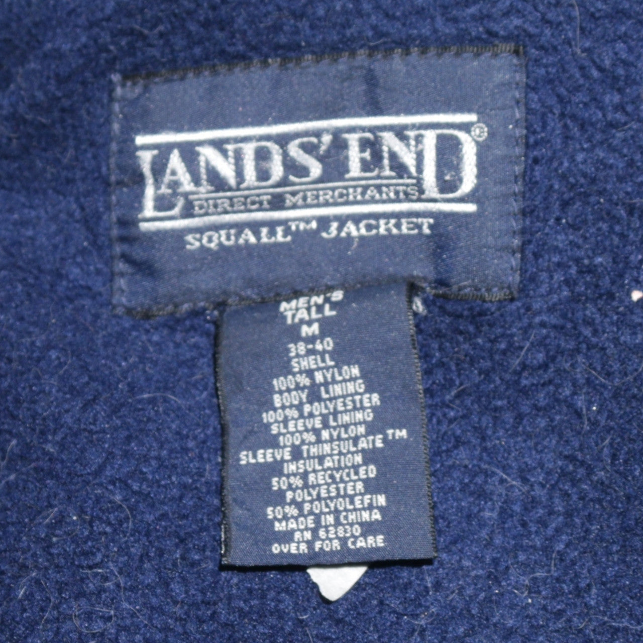 Lands' End Men's Blue Windbreaker Jacket M Tall Outdoor Nylon Lined