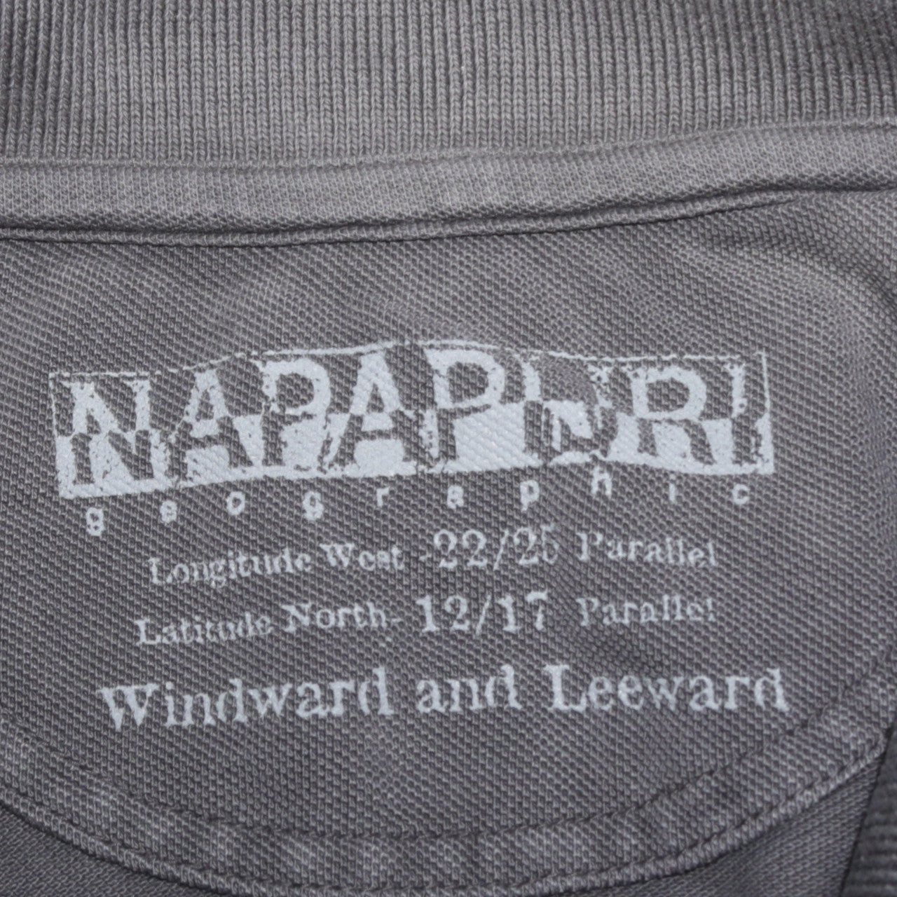 Napapijri Men's Grey Long Sleeve Polo Shirt Size L Cotton Embroidered