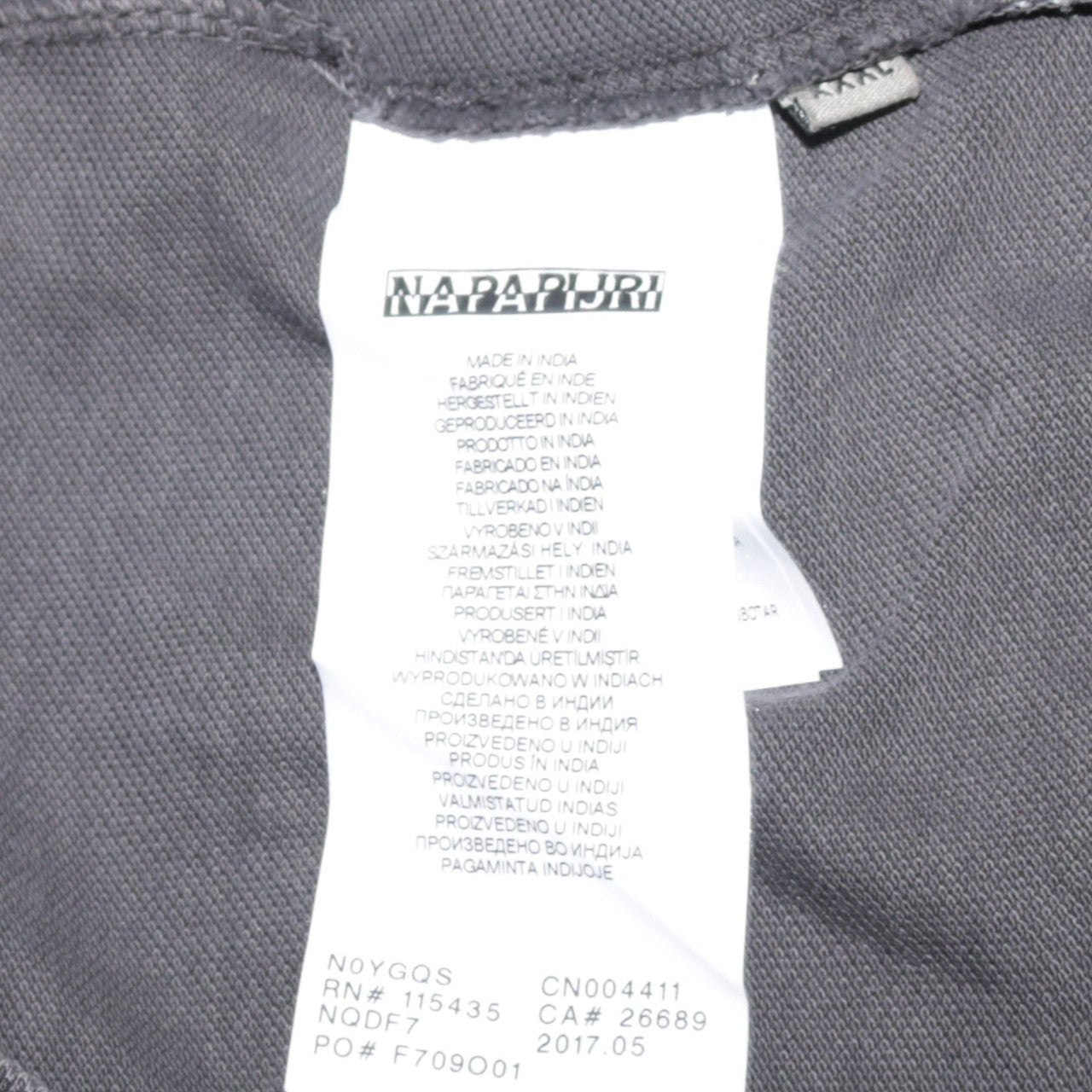 Napapijri Men's Grey Long Sleeve Polo Shirt Size L Cotton Embroidered