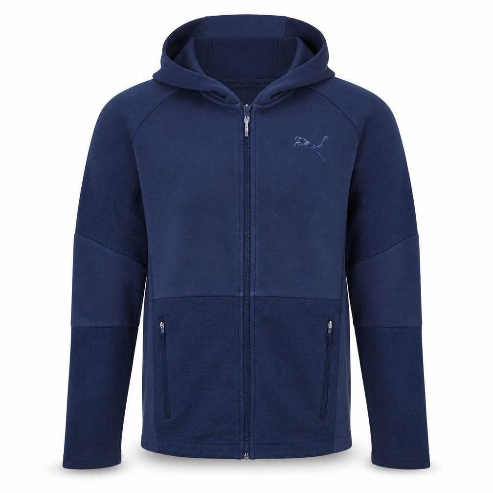 Puma Men's Navy Blue Full Zip Hoodie Size M with Logo Design