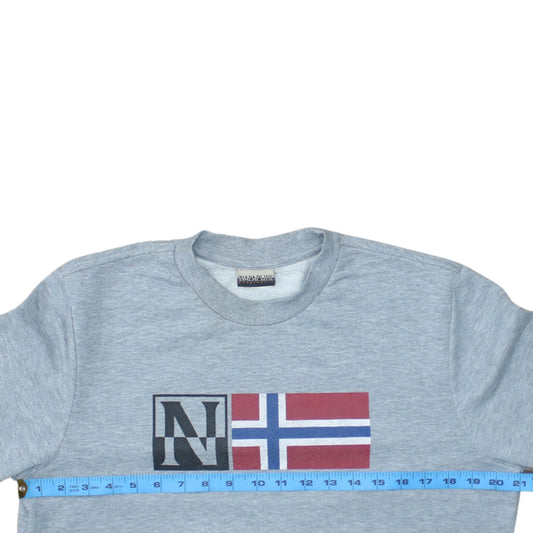 Napapijri Mens Grey Crew Neck Logo Sweatshirt Size M