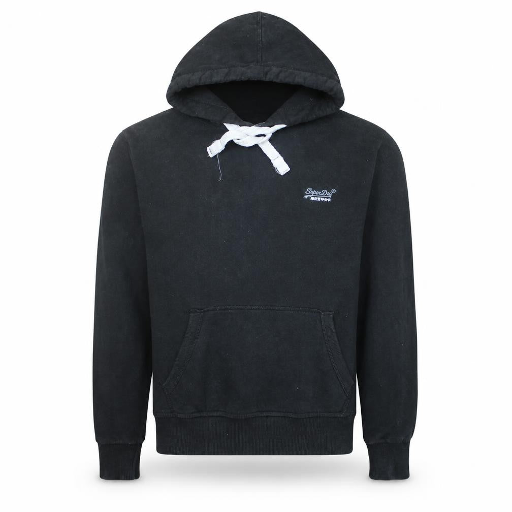 Superdry Men's Black Pullover Hoodie Size S Classic Fleece Hooded Sweatshirt