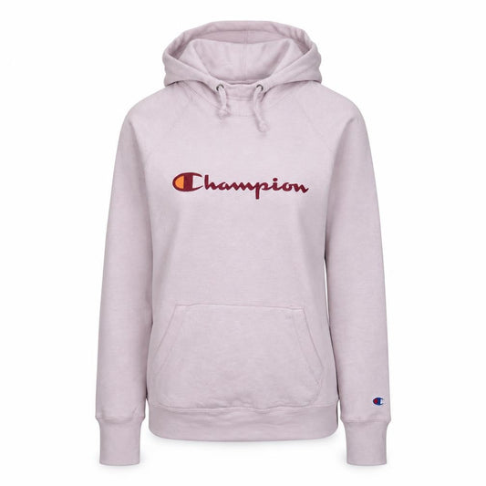 Champion Womens Pink Pullover Hoodie Medium Logo Graphic Cotton Blend