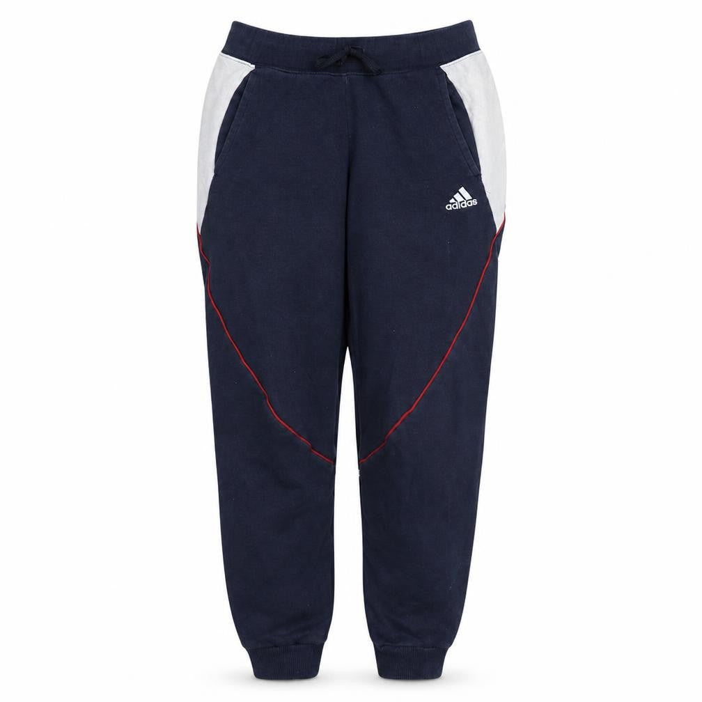 Front view of adidas women’s blue xs jogger sweatpants elastic waist fleece