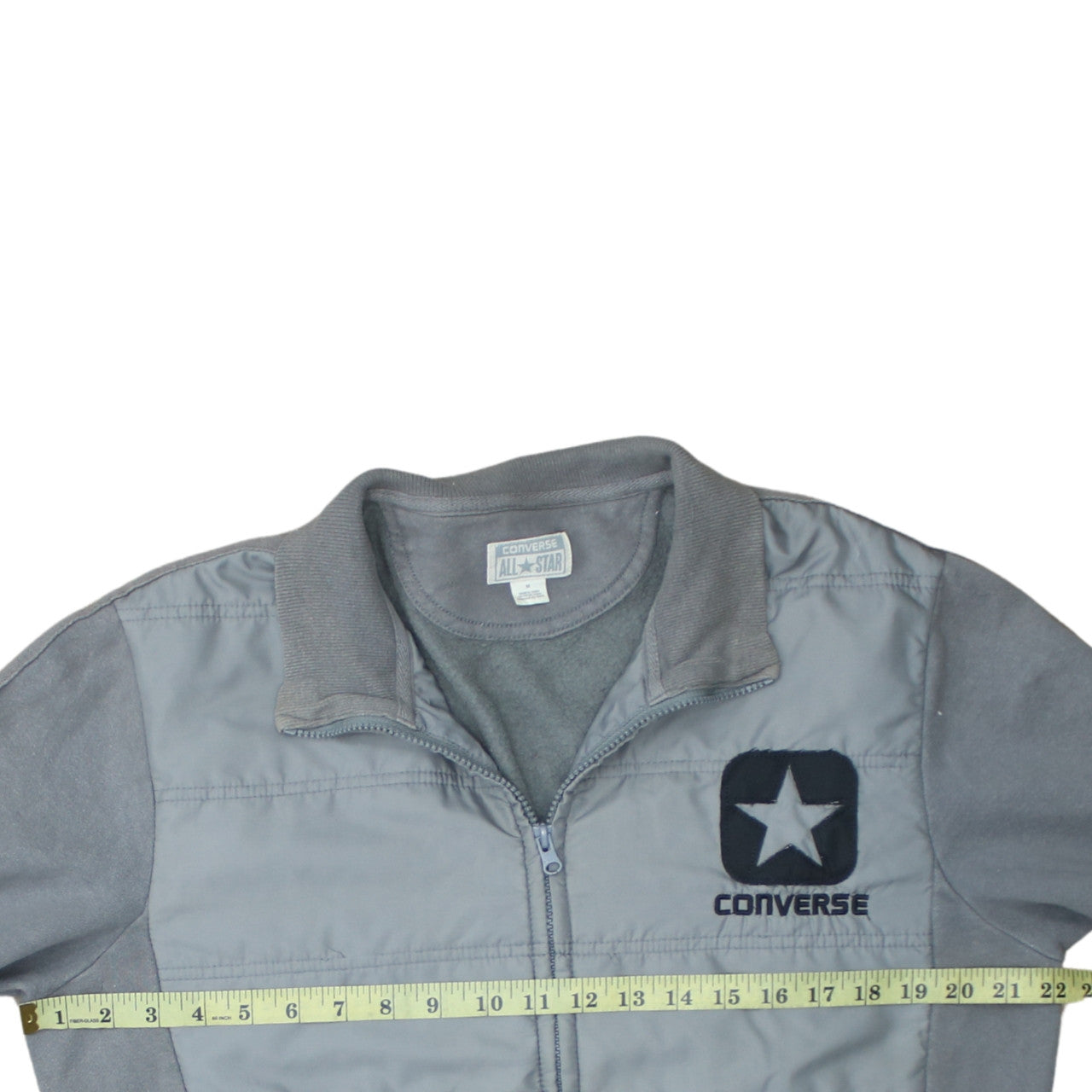 Converse Men’s Grey Bomber Jacket Size M Full Zip Cotton Blend